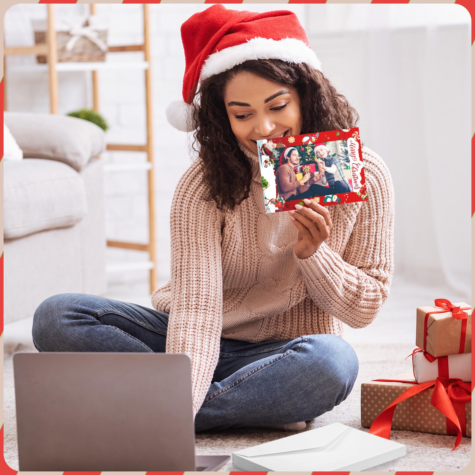 レトロ☆クリスマスフォトフレームカード　4点セット　平成レトロ Amazon | Cholemy クリスマスフォトフレーム グリーティングカード